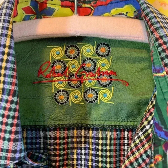 Mens Robert graham colorful plaid button down dress up shirt long sleeve - Picture 8 of 13